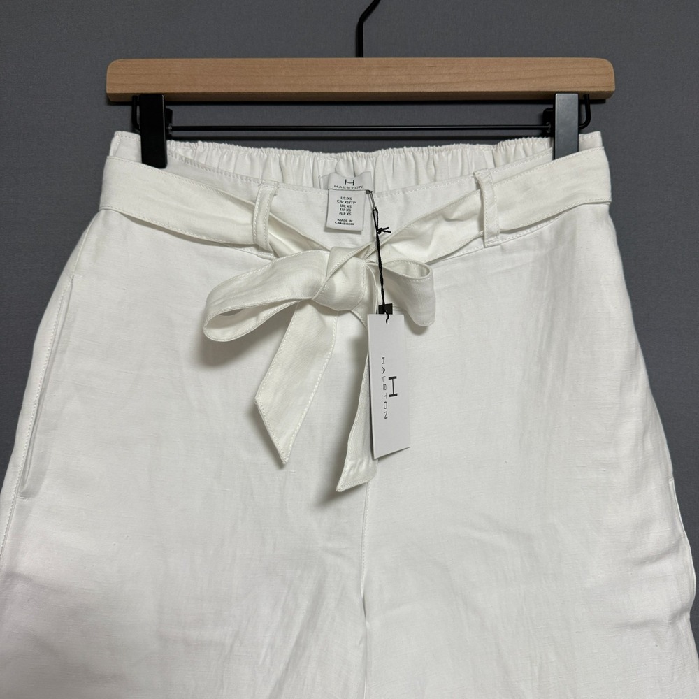 Halston Wide Leg Pants Womens XS White  Coastal Grandma Resortwear Boho Chic NWT - Picture 3 of 11